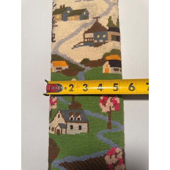 Vintage Needlepoint Tapestry Wall Hanging 4 Seasons Iron Hardware Handcrafted - Picture 7 of 8